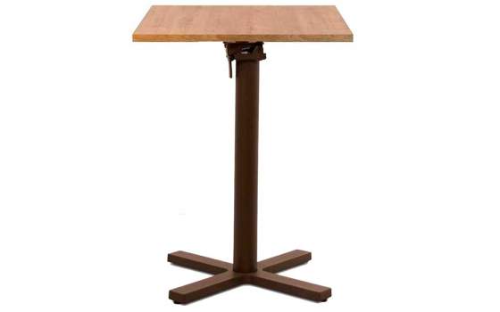 Mesa modelo Mónaco, de tablero redondo de madera maciza de pino y