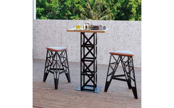 Mesa Velador Cuadrada Madera Acero Colores Kokoro