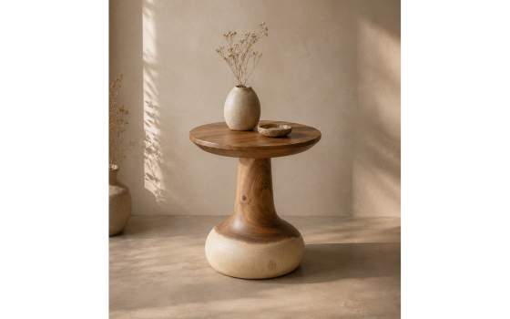 Mesa Velador Redonda Rustica Madera Maciza de Suar Asley