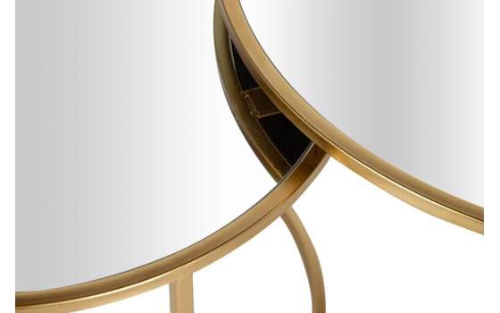 Mesas Nido Actuales Redonda Metal Oro y Espejo Serie Alagon