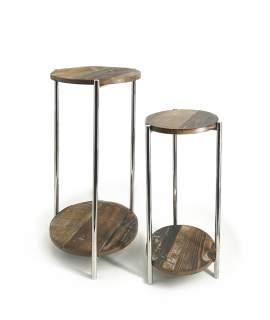 Mesas Pedestal Macetero Madera Acero Serie Anadia