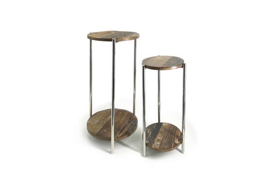 Mesas Pedestal Macetero Madera Acero Serie Anadia
