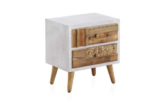 Mesilla Blanca Decape 2 Cajones Madera Reciclada Serie Albost