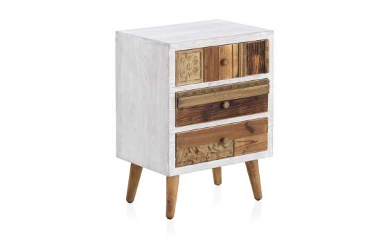 Mesilla Blanca Decape 3 Cajones Madera Reciclada Serie Albost