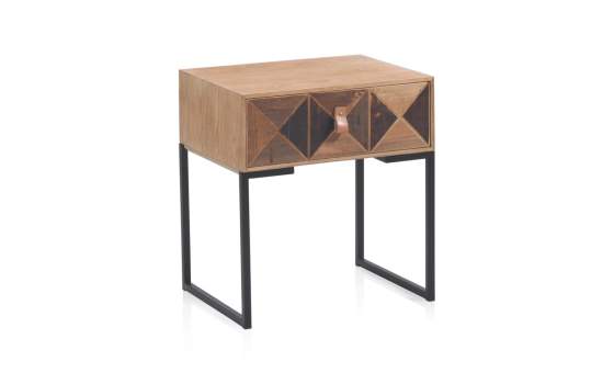 Mesilla de Noche 1 Cajon Tablas Recicladas Serie Aerts