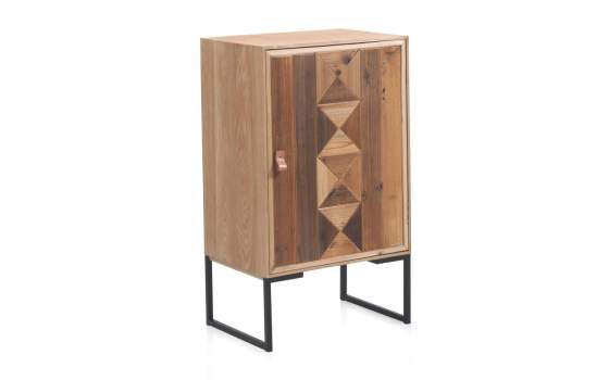 Mesilla de Noche Alta 1 Puerta Tablas Recicladas Serie Aerts