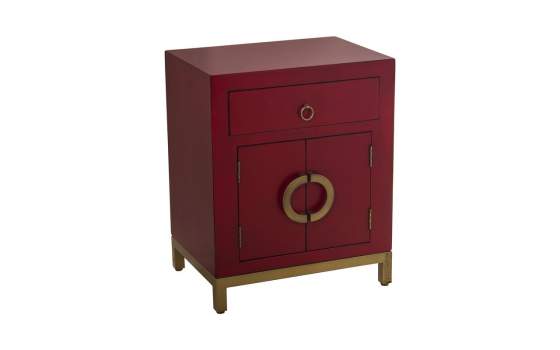 Mesilla Noche Estilo Oriental Rojo 1Cajon Puertas Abrisl
