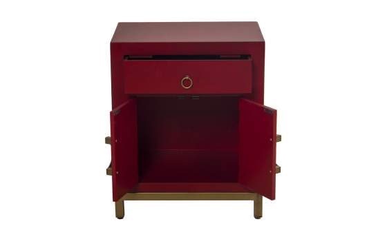 Mesilla Noche Estilo Oriental Rojo 1Cajon Puertas Abrisl