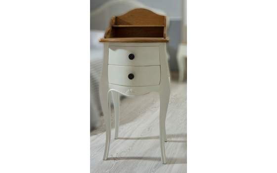 Mesita Noche Bicolor Blanco Copete Madera Estilo Vintage Paris
