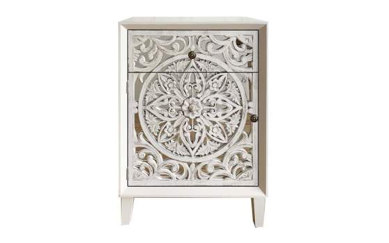 Mesita 1 Cajon 1 Puerta Decorada Mandala y Espejo Arechar