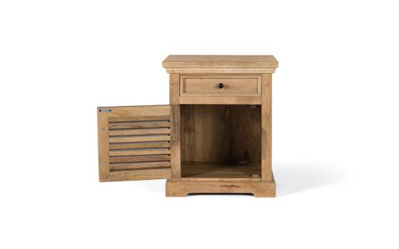 Mesita 1 Cajon Madera Maciza con 1 Puerta de Lamas Ardisna