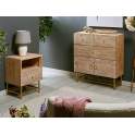 Mesita 1 Cajon Tallado Madera Natural Serie Mirjan