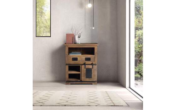 Mesita 1 Puerta Corredera 2 Cajones Estilo Industrial Aibiri