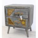 Mesita 2 Cajones Rustica Decoracion Metal Oro Serie Atrada