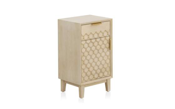 Mesita Alta Diseño 1 Cajon 1 Puerta Roble Marfil Serie Adresas