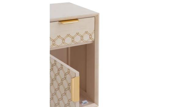 Mesita Alta Diseño 1 Cajon 1 Puerta Roble Marfil Serie Adresas