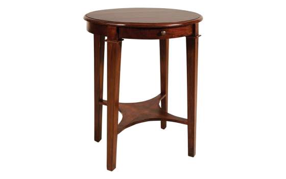 Mesita Auxiliar Colonial Redonda 1 Cajon y Estante Serie Antona