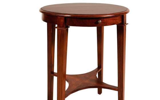 Mesita Auxiliar Colonial Redonda 1 Cajon y Estante Serie Antona