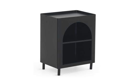 Mesita Auxiliar con Estante en Acero Negro Serie Akeren