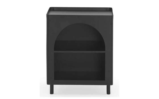 Mesita Auxiliar con Estante en Acero Negro Serie Akeren