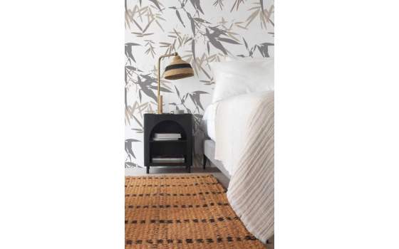 Mesita Auxiliar con Estante en Acero Negro Serie Akeren