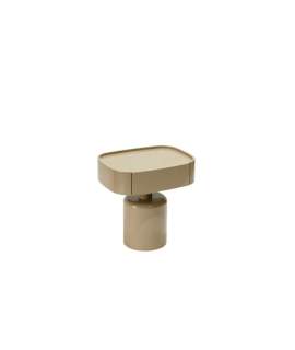 Mesita Auxiliar Moderna 1 Cajon Color Taupe Brillo Serie Amalfi