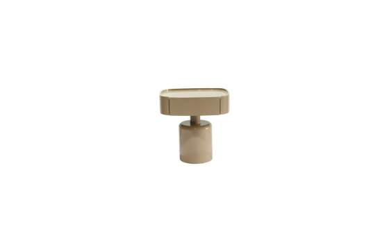 Mesita Auxiliar Moderna 1 Cajon Color Taupe Brillo Serie Amalfi