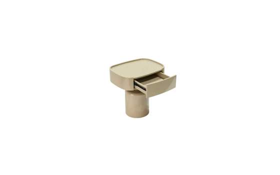 Mesita Auxiliar Moderna 1 Cajon Color Taupe Brillo Serie Amalfi