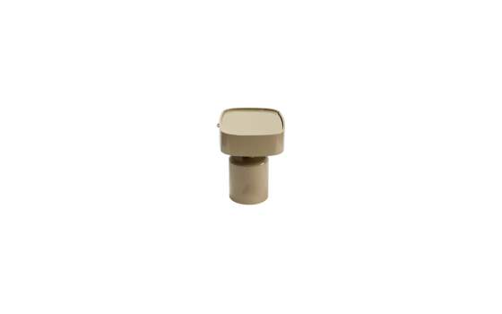 Mesita Auxiliar Moderna 1 Cajon Color Taupe Brillo Serie Amalfi