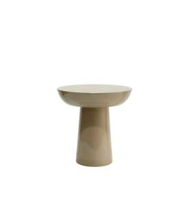 Mesita Auxiliar Moderna Redonda Taupe Brillo Serie Amalfi