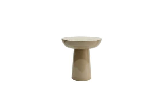 Mesita Auxiliar Moderna Redonda Taupe Brillo Serie Amalfi