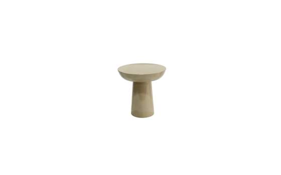 Mesita Auxiliar Moderna Redonda Taupe Brillo Serie Amalfi