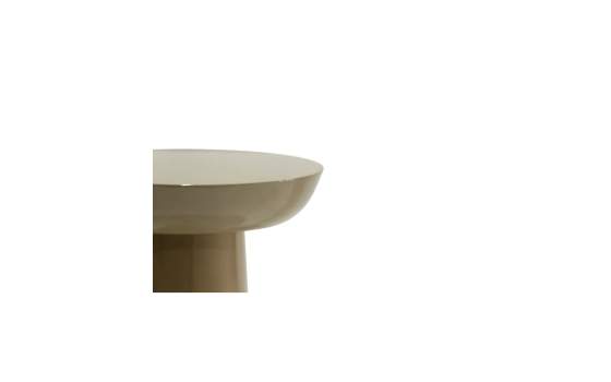 Mesita Auxiliar Moderna Redonda Taupe Brillo Serie Amalfi