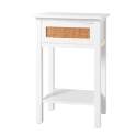 Mesita Blanca 1 Cajon Rejilla Junco Serie Rainten