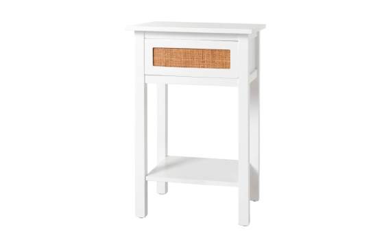 Mesita Blanca 1 Cajon Rejilla Junco Serie Rainten
