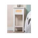 Mesita Blanca 1 Cajon Rejilla Ratan Serie Rainten