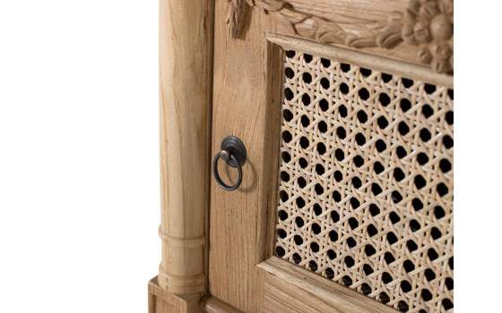 Mesita Clasica Madera Teca Tallada 1 Cajon y Puerta Amoest