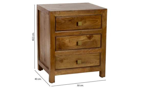 Mesita Colonial 3 Cajones Madera Maciza Serie Albre