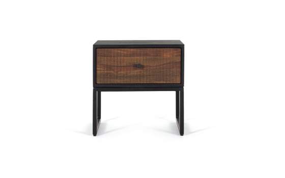 Mesita de Dormitorio 1 Cajon Acanalado Estilo Industrial Ariost