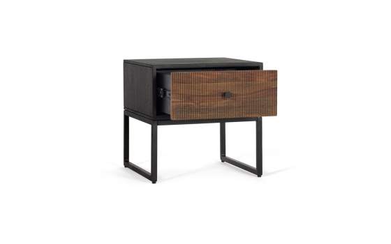 Mesita de Dormitorio 1 Cajon Acanalado Estilo Industrial Ariost