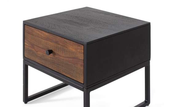 Mesita de Dormitorio 1 Cajon Acanalado Estilo Industrial Ariost