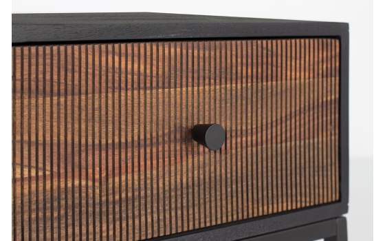 Mesita de Dormitorio 1 Cajon Acanalado Estilo Industrial Ariost