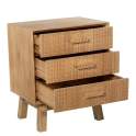 Mesita de Dormitorio 3 Cajones Madera Natural Tallada Ardoll