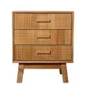 Mesita de Dormitorio 3 Cajones Madera Natural Tallada Ardoll