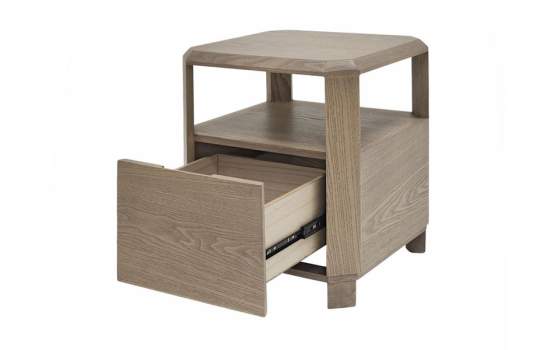 Mesita de Noche 1 Cajon y Estante Fresno Lavado Serie Lennier