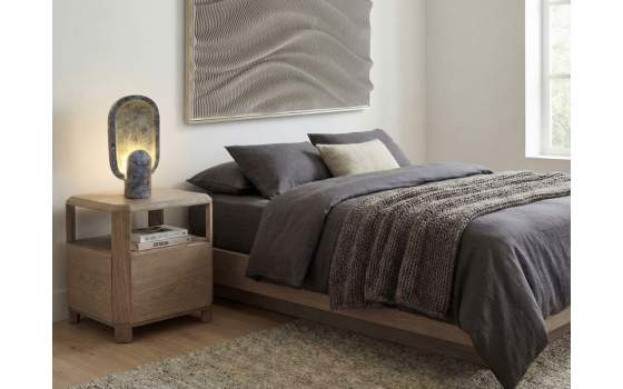 Mesita de Noche 1 Cajon y Estante Fresno Lavado Serie Lennier