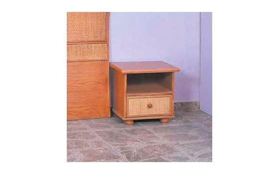 Mesita de Noche 1 Estante 1 Cajon Rattan Madera Actual Atarda