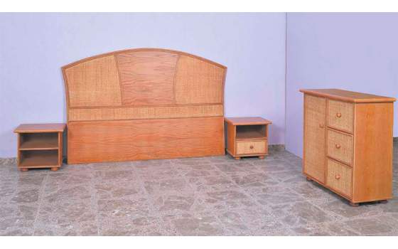 Mesita de Noche 1 Estante 1 Cajon Rattan Madera Actual Atarda