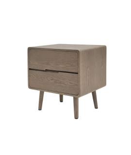 Mesita de Noche 2 Cajones Fresno Lavado Serie Ivants