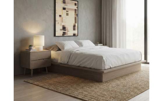 Mesita de Noche 2 Cajones Fresno Lavado Serie Ivants